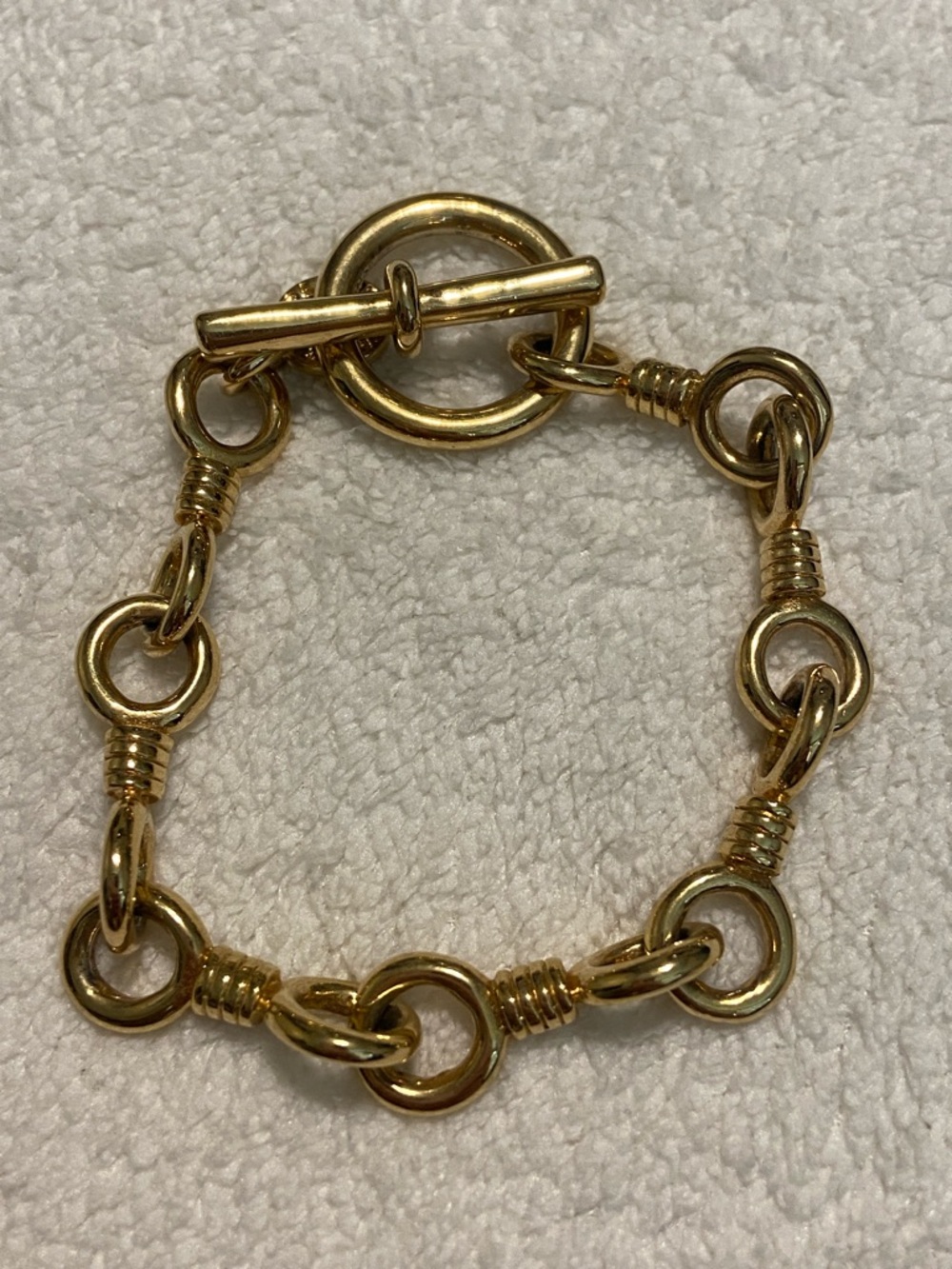 Vintage Edwin Pear E. Pearl Gold Link Toggle Bracelet